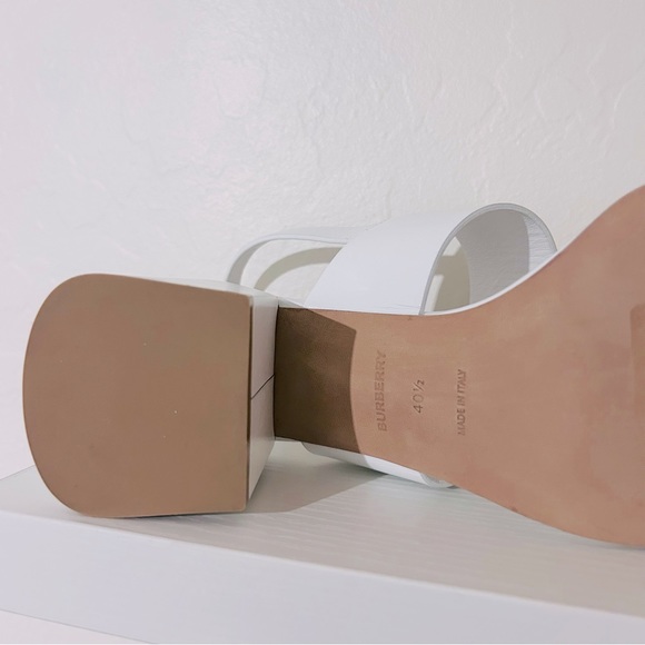 Burberry Virginia Block Heel Sandals - Optic White Size 40.5 - Picture 15 of 16